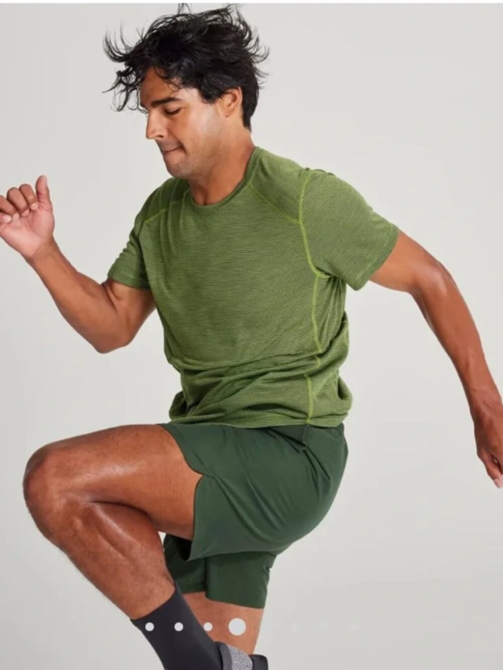 Allbirds Performance Run Tee Olive Green & Grass Green Athletic Shirt Size M